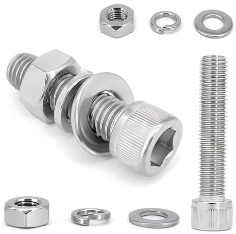 SYDARSYN Schrauben Set Edelstahl, M2x35mm Zylinderschrauben mit Innensechskant Maschinenschrauben, Muttern und Unterlegscheiben Sortiment Kit (20 Stück)