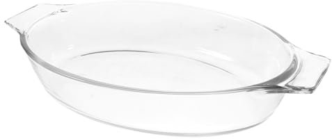 RORPOIR Cacerola De Vidrio Para Hornear Fuente De Horno Con Asas Dobles Plato De Tartas Ovalado Decorativo