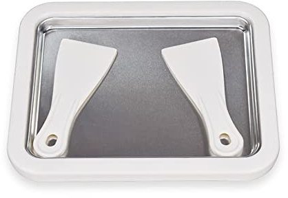 QITHRAN Instant Cold Plate Rolled Ice Cream Maker Pan with 2 Spatulas for Making Frozen Yogurt, White
