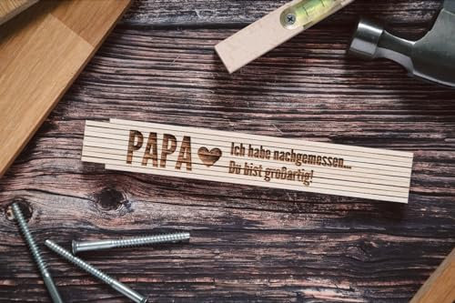 ABENTEUERNAH - Zollstock personalisiert Holz mit präziser Gravur, Vatertagsgeschenk für Papa Geschenk, Opa Geschenk (ich habe nachgemessen)