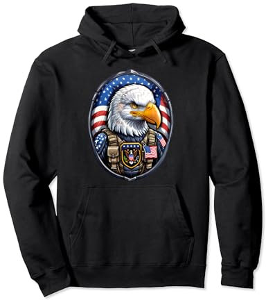 Patriotischer Adler in Soldaten Gear | Freedoms Brave Guardian Pullover Hoodie
