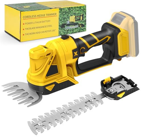 Cordless Hedge Trimmer Grass Shear Compatible With Dewalt 20V 18V, Electric Battery Grass Trimmer Hedge Trimmers Cutter with 2 Interchangeable Blades for Garden, Shrub, Lawn Trimming (No Battery)