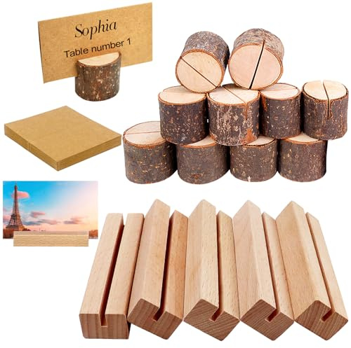PIWOSGOL 15 Stück Kartenhalter Holz Tischkartenhalters, Tischkartenhalter aus Holz Menükartenhalter Postkartenhalter Kartenständer Fotohalter Menükarten Kartenständer für Hochzeiten Bankette
