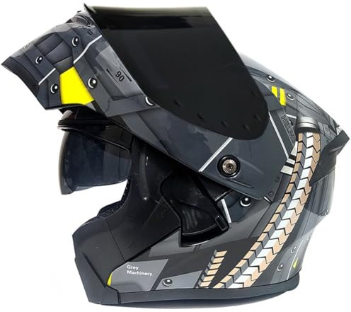 Motorradhelm Klapphelm Flip Vollvisierhelm Doppelvisier Modularer Helm ECE/DOT Zertifiziert Integralhelm Motocross Scooter Sturzhelm Roller Helm Für Erwachsene Damen Herren 16,XXL:63-64CM