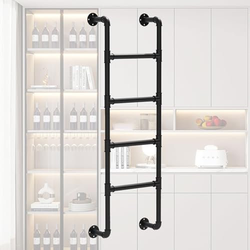 Metallleiter zur Wandmontage, für Zuhause, Industrie, Eisen, Multifunktions-Etagenbettleiter, Dachboden, Treppe, Keller, Egress Leiter (schwarz, 200 cm)
