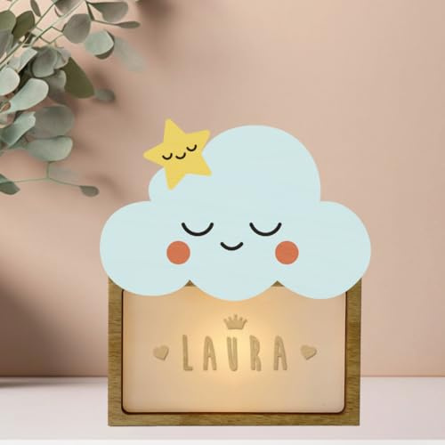 WONDEE Personalisierte Geschenke Baby, Nachtlicht Baby Wolke, Geschenke zur Geburt, Taufgeschenke für Mädchen und Jungen Personalisierte - Nachttischlampe kinder, baby geschenk personalisiert