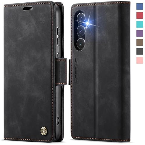 XYGLOW Handyhülle für Samsung Galaxy S25 5G Hülle Klappbar Premium PU Lederhülle Klapphülle【RFID Schutz】 Kartenfach Standfunktion Schutzhülle für Samsung S25 5G Flip Case Wallet Tasche Cover, Schwarz