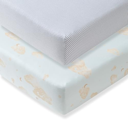 Burts Bees Spannbettlaken für Babybett, einfarbig, Bio-Baumwolle, passend für Standardbetten und Kleinkindermatratzen, Säuglings-Essentials, 71,1 x 132,2 x 14,9 cm