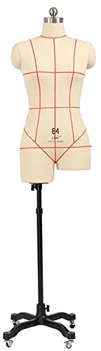 WYRMB Schneiderpuppen Für Damen Zum Nähen, Ansteckbarer Torsokörper Mit Ständer, Schneiderpuppe Auf Rädern Zum Nähen Schöner Kleider, Ohne Arme-X