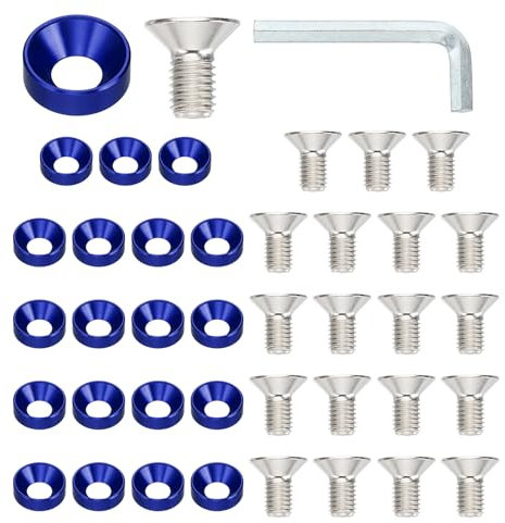PATIKIL Kit De Arandelas Avellanadas M10, 20 Piezas De Aleación De Aluminio Con Cabeza Plana Para Tornillos Y Juntas Para Accesorios Mecánicos Y Modelos DIY, Azul