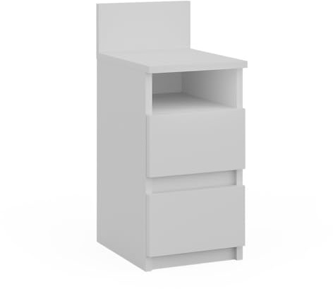 Vicco Nachttisch Monty, Weiß, 25 x 59.1 cm | mit 2 Schubladen, geeignet zur flexiblen Platzierung neben Bett oder Sofa