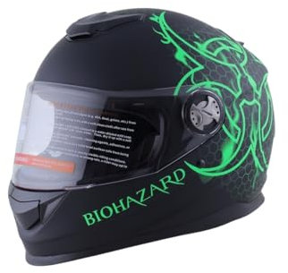 Kinder Integralhelm Bio-Hazard AHP – Motorradhelm für Kinder, ABS-Schale, robuster Kinderhelm für Downhill, Quad und Motocross, grün (L)