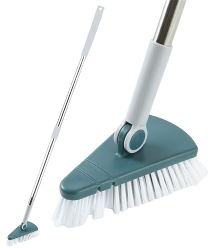 Estropajo de ducha con mango largo - Limpiador de suelos de cerdas duras, fácil almacenamiento y exfoliación de azulejos secos | Mango ergonómico Herramienta de limpieza de baño para pared, inodoro