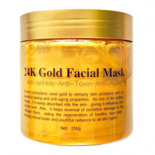 24k Gold Peel Off Maske Gesicht, Anti-Aging Gesichtsmaske, Gold Peel Off Maske für Hautpflege & Schönheit, Feuchtigkeit und Anti-Aging, Face Lifting und Festigung, Collagen Gesichtsmaske, 250g