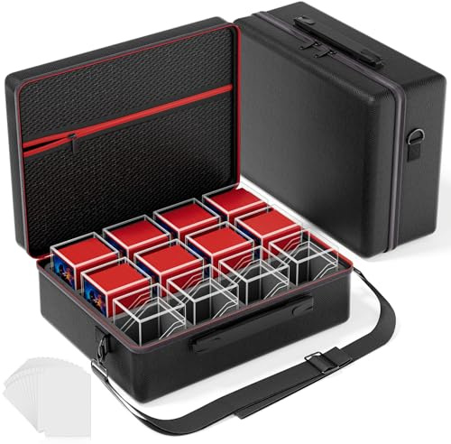 Proijeut Card Deck Box with Portable Case, 12 Pack Clear Commander Deck Box with 12 Dividers, Holds 1200+ Double Sleeved Cards, Fit for MTG, YuGiOh, TCG