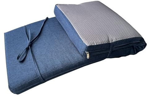 Saula Piano Bench cushons for Indoor Furniture with Ties Non Slip Kitchen Dining Room Bench seat Cushion for Show Storage, Window, Settee, Ottoman (Navy Blue, 32 x 12 Inch)