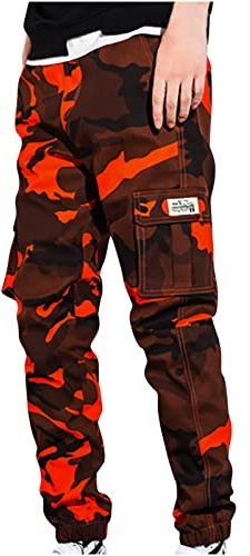 Generisch Camouflage Cargohose Herren Baumwolle Wanderhose Taktische Hose Outdoorhose Casual Tarnhose Outdoor Trekkinghose Wander Funktionshose Arbeitshosen Männer Rot XL