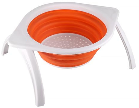 Zymoplas Folding Drain Basket Silicone Vegetable Strainer Large Capacity Draining Colander Organizer Tools Supplies Gifts, Orange