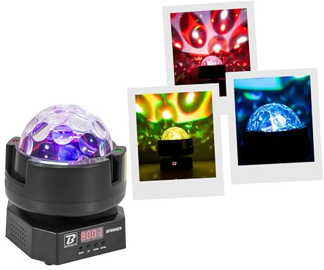 BoomToneDJ Spinner 3-i-1 LED-ljusset: Multibalkeffekter, stroboskop, grön/röd ljusstrålar, DMX-kontroll, IR-fjärrkontroll ingår