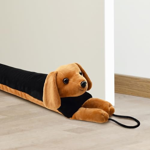 JNUYISW Zugluftstopper, 108cm Hund Gewichtet Luftzugstopper für Türen Geräusch Isolierung Kälteschutz Luftstopper mit Hängenden Schlaufen Tier Dekorative Windstopper für Tür, Fenster