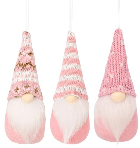 3 Weihnachtswichtel, Wichtel Figuren Weihnachten Dekoration, Weihnachtsdeko Figuren, Rosa Wichtel Set, Christbaum Schmuck, Festliche Deko, Geschenkidee
