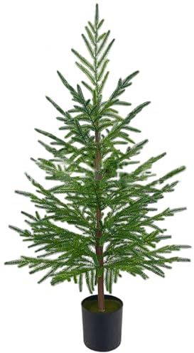Artificial Christmas Trees 3ft Lifelike Norfolk Pine Christmas Tree with Black Pot Realistic Decorations for Indoor Outdoor