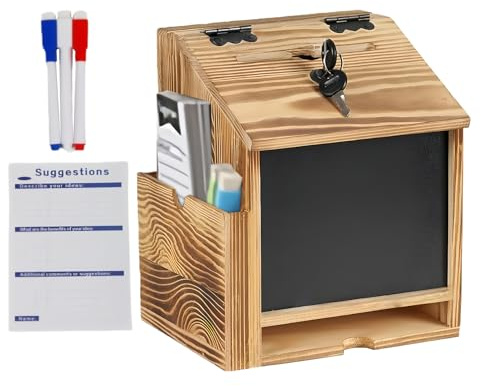Kustimantu Caisse à commentaires en bois | Outil pour économiser et collecte avec cadenas mural en bois, seau de collecte de pourboires et de dons, pour école, bureau, restaurant, bar