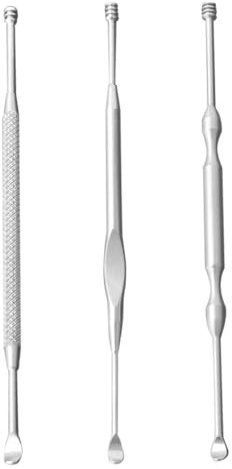 HEMOTON 3 Stück Ohrenschmalzentferner Edelstahl Doppelseitig Spiralförmig Sicher Kompakt für Erwachsene Ohrreinigung Pflege