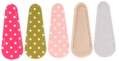 ELAYARD Custodia Protettiva in Pelle Per Forbici Da Ricamo 5 Pezzi Copertura Pois, Misura 2,5x6,3 Cm, Protezione Sicura Per Forbici Da Sopracciglia Per Uso Quotidiano