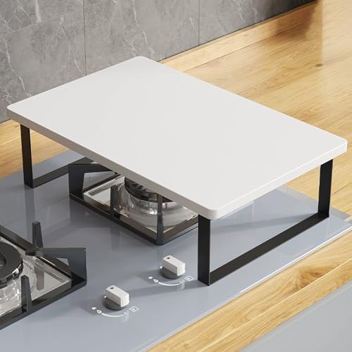 Protector Encimera de Camping, Cubre Encimera Gas, Soporte de Almacenamiento para Encimera, Ideal para Espacios(White,30x40x8.5cm/12x16x3in)