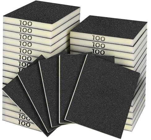 FACAIIO Waschbare Schleifschwämme, Körnung 80–220, Aluminiumoxid, Schleifholz, für Kunststoff, Metall und Trockenbau, 18 Stück