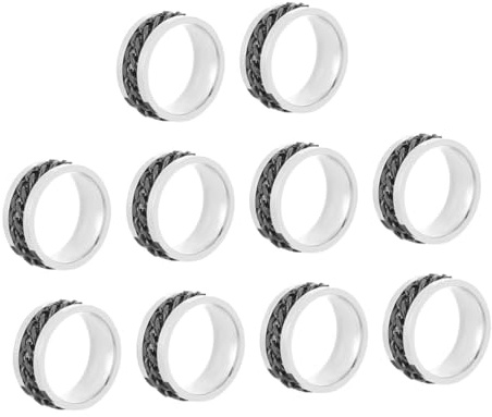 Garneck Lot de 10 Bagues pour Homme en Acier Titane Forme Chaîne Rotative, Décapsuleur Bière Intégré, Confortables et Élégantes Style Fashion