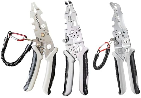 Tidevib Pinze spellafili multiction per elettricisti, tagliacavi e crimpatrice con design ergonomico, per costruzione in acciaio resistente, elettrico 3 in 1