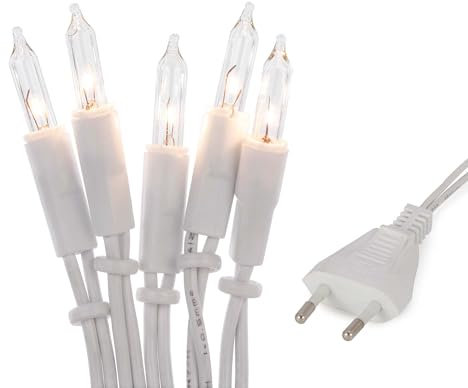 Hellum interior luces de hadas árbol navideño con 20 luz blanca cálida decoración navideña, cable blanco con enchufe 2,85m iluminación del árbol navideno, <59 lumen 832082