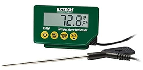 Extech TM26 Wasserdichtes Lebensmittel-Thermometer | NSF-Lebensmittelthermometer, -40 bis 392F (-40 bis 200°C), Sonde 4,1Zoll Kabel 1,5m, IP65, Alarme
