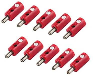 WITTKOWARE HO-Stecker/Zwergstecker mit 2,6mm Pin-Ø und Querloch, Schraubanschluss, 10 Stück, rot