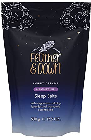 Feather & Down Sweet Dreams Magnesium Sleep Salts (500g) – with Magnesium Calming Lavender & Chamomile Essential Oils. Relieve Stress & Tension. Encourages a Restful Night’s Sleep
