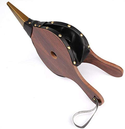 CLQ Holzbalg Grillgebläse für Grill Kaminofen Balg Holz Goldene dekorative Nägel mit Lederband Kamin & Grill, Holz, Eisen, Braun