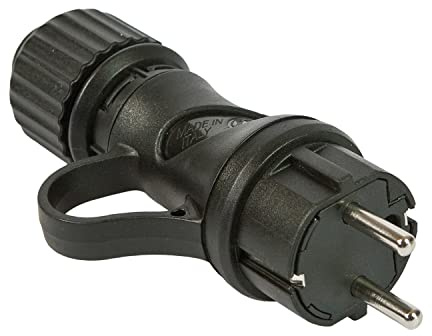 creative cables - Schwarzer Schukostecker mit 16A 250V IP44-Gewindering für das EIVA-System - Schwarz