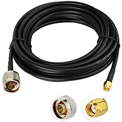Superbat Cavo RPSMA N 5m Bassa Perdita N Connettore Maschio a RPSMA Maschio KSR195 Cavo Prolunga Coassiale per Antenna Fulmini Yagi Hotspot HNT Miner RAK Nebra Bobcat LoRa Gateway Antenna.