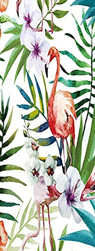 A.Monamour Türtapete Selbstklebend Türfolie Türposter 3D Aquarell Flamingo Tropisches Blatt Und Blumen Vinyl Folie Türdeko Tapete Wandbild Türaufkleber Türtattoo 85 x 215 cm