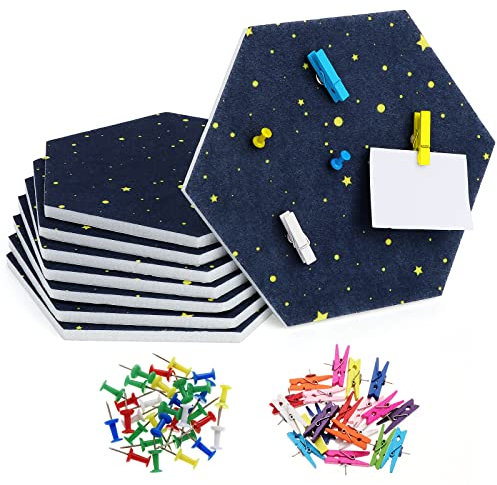 Kinsinder 8 Stück Filz Pinnwand Korkplatte, Pinnwand Kork, Sechseckige Korkplatte Selbstklebende Korkwand für Foto Hängen, Heimdekoration und Büro Memorandum