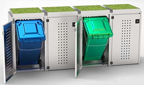 Reinke Mülltonnenbox für 4x240L Tonnen mit Pflanzenwanne, Edelstahl, Mülltonnenhaus