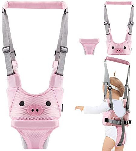 HINATAA Arnés de Seguridad Bebe, Arneses Tirantes, Arnés Ajustable 4 en 1, Ayuda Para Aprender a Andar Arnés Para Caminar Desmontable Para Niños Pequeños Para Bebés de 6 a 36 Meses (cerdito)