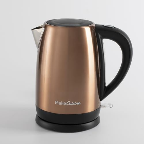 MakeCuisine Hervidor de Diseño Loft, Inspire Collection – Botón Inicio,Luz Led – Cap. 1.7L – Indicador Nivel – Botón Apertura – Control Temp. - Paro Automático – Acero Inox. – Col.Copper Tech – 2200W
