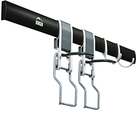 Borgen Bike Wall Mount - Bike Rack Garage - Expandable Bike Storage Solution with Steplessly Adjustable Bike Hooks and Hooks for Accessories