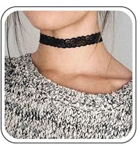Inilbran Vintage Spitze Halsband für Frauen - Schwarz, 35 cm + 5 cm Verlängerung, Stretch Wave Lace, Gothic Short Lace Tattoo Choker