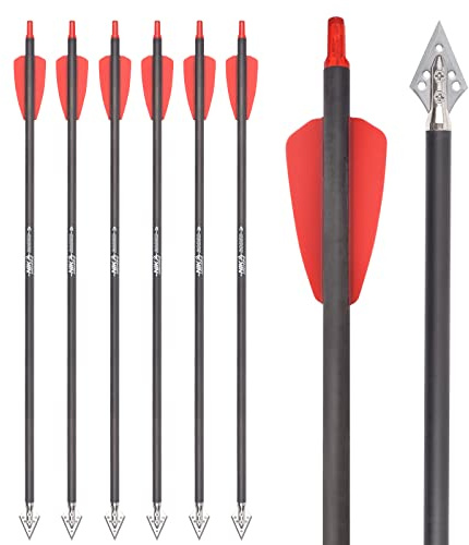 NIKA ARCHERY 15 Zoll Armbrustbolzen Carbon Pfeile 6 Stücke Passend mit 135 Korn Klinge Pfeilspitze für EK Cobra System RX Bogenjagd Outdoor Shooting