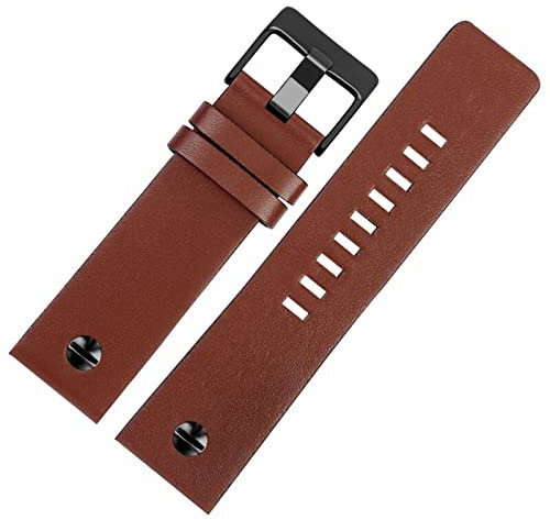 SAFMG Armband mit Nieten, Armband, Lederarmband, austauschbar, Schlichtes Braun x Schwarz, 26mm