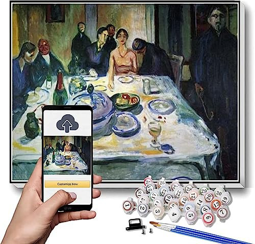 DIY Malsets für Erwachsene Die Hochzeit der böhmischen Munch sitzt auf der linken Seite Gemälde von Edvard Munch Malen nach Zahlen Kit auf Leinwand für Anfänger